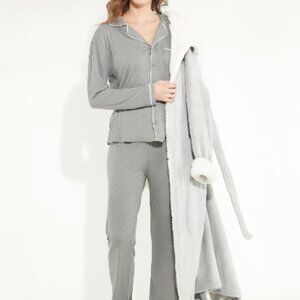 AEROSOLES SLEEPWEAR PAJAMA SET GREY SHIRT PANTS SIZE L COMFY SOFT